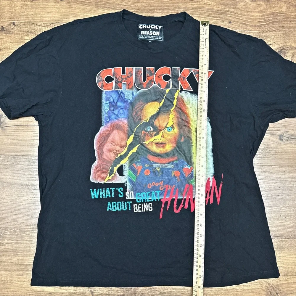 Chucky X Reason Mens 2XL T‎ Shirt Child's Play Black Horror Scary Halloween Cult